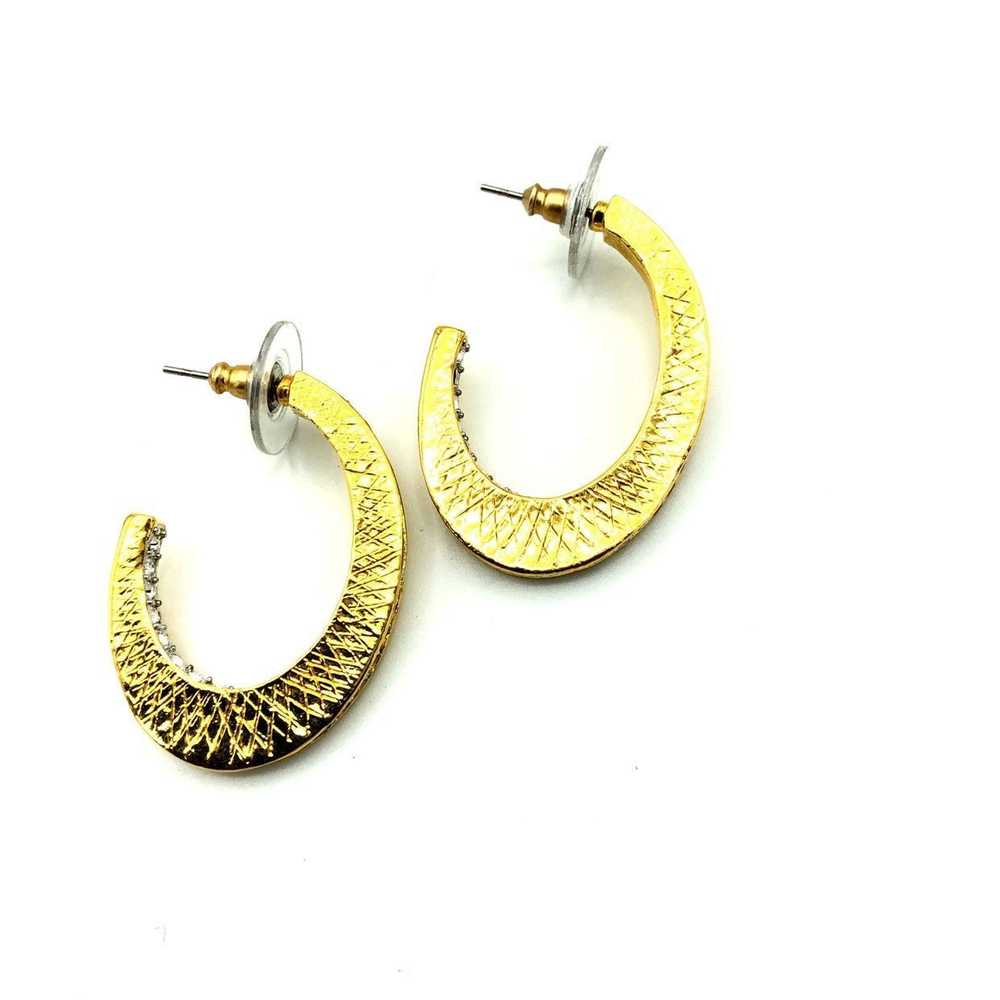 Nolan Miller Half Hoop Diamante Gold Pierced Earr… - image 5