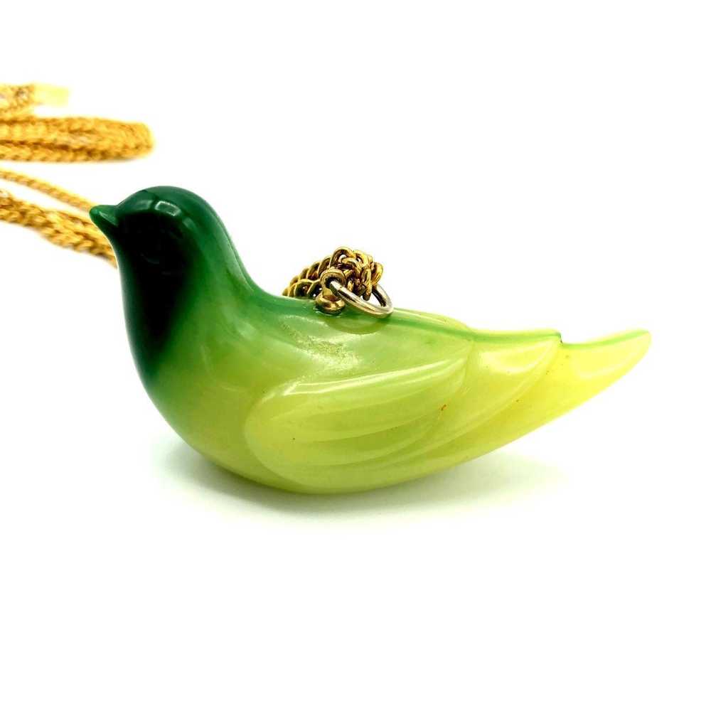Kenneth Jay Lane Gold Jade Green Lucite Bird Vint… - image 1