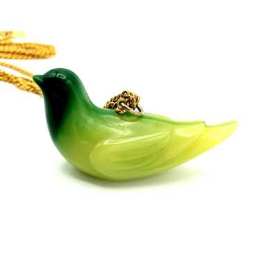Kenneth Jay Lane Gold Jade Green Lucite Bird Vint… - image 1