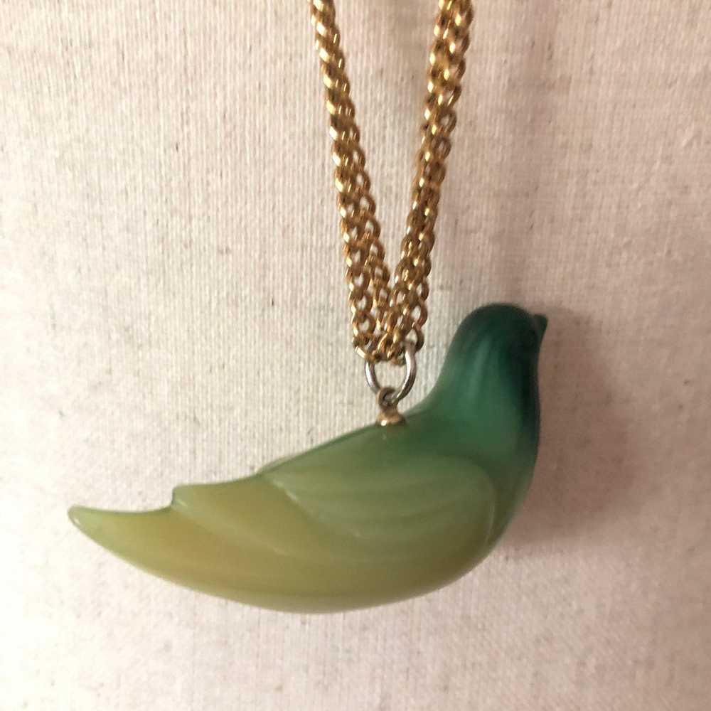 Kenneth Jay Lane Gold Jade Green Lucite Bird Vint… - image 4
