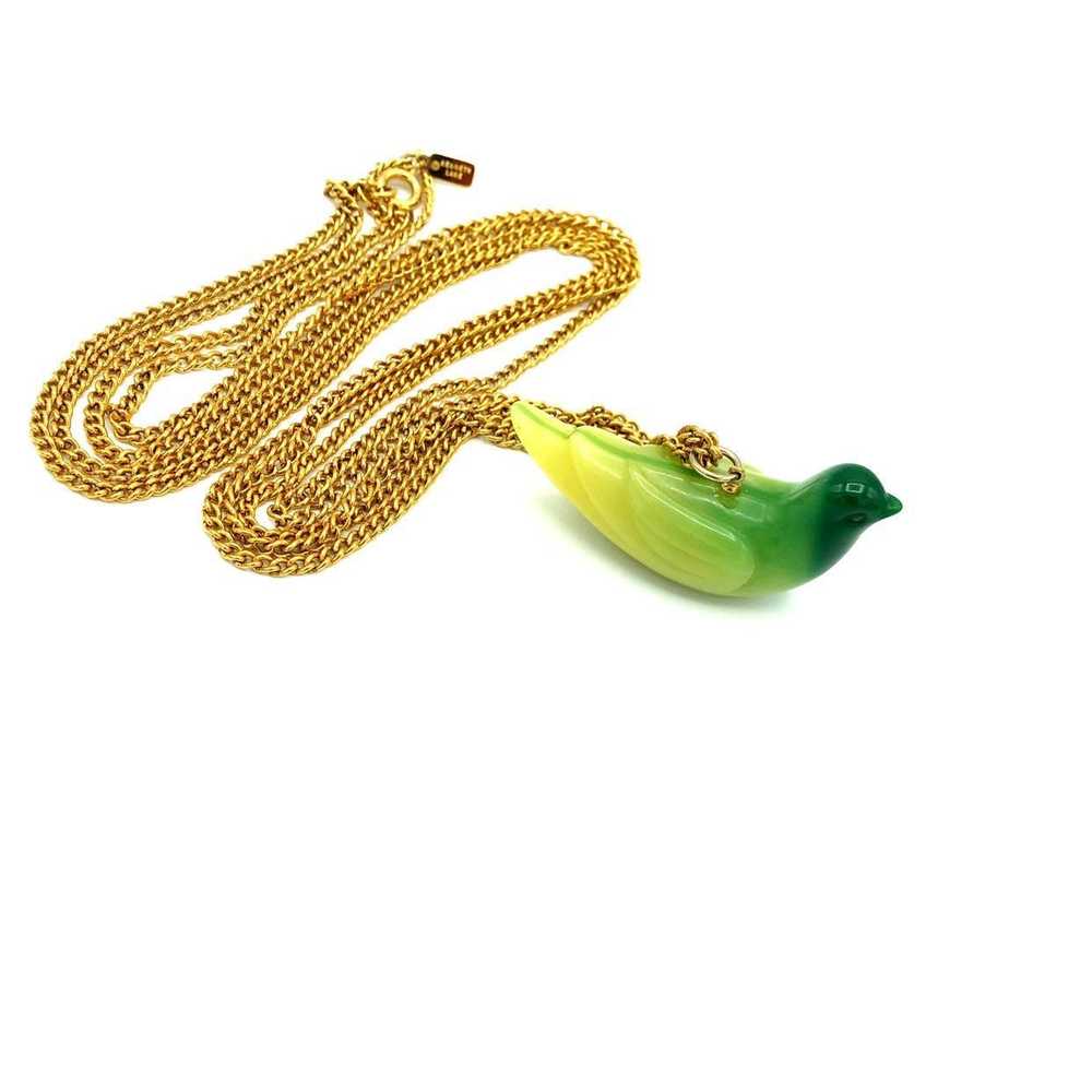Kenneth Jay Lane Gold Jade Green Lucite Bird Vint… - image 5