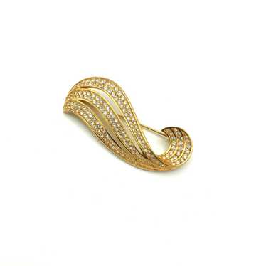 Swarovski Gold Swirl Wave Diamante Crystal Brooch