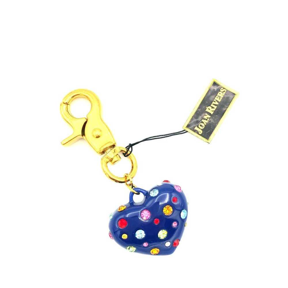 Vintage Joan Rivers Blue Puffy Heart Purse Charm - image 1