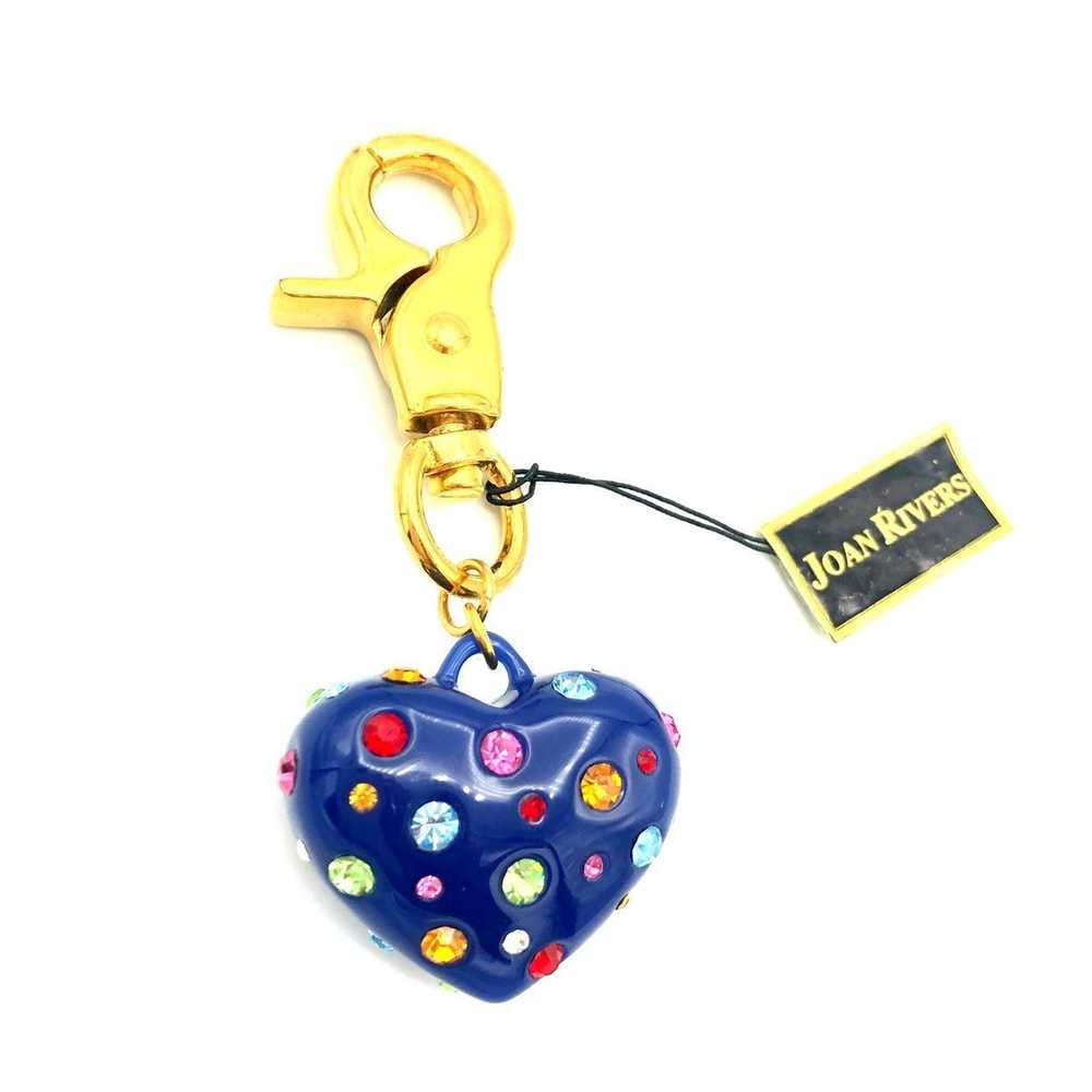 Vintage Joan Rivers Blue Puffy Heart Purse Charm - image 3