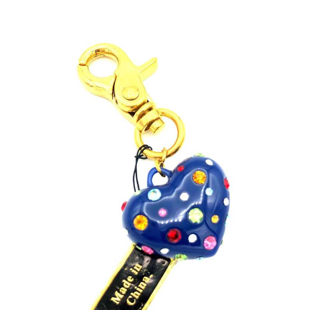 Vintage Joan Rivers Blue Puffy Heart Purse Charm - image 4