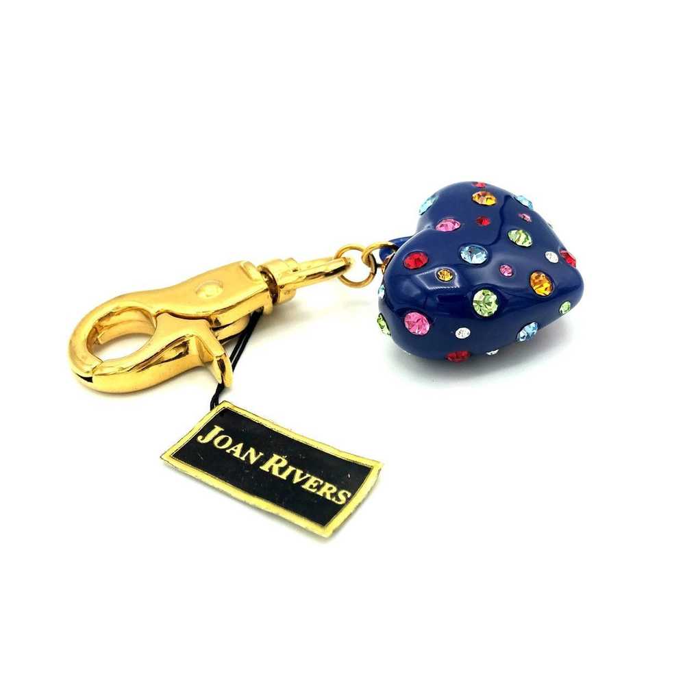 Vintage Joan Rivers Blue Puffy Heart Purse Charm - image 5