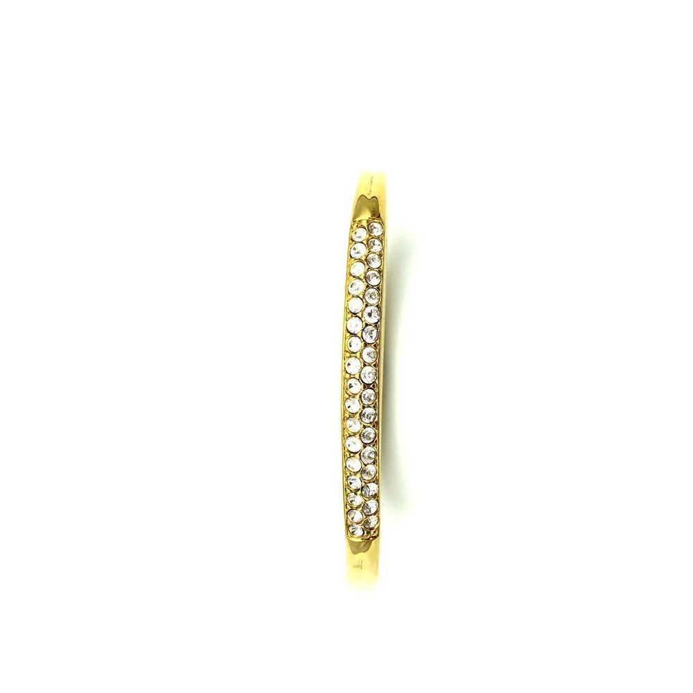 Gold Swarovski White Crystal Hinged Bangle Bracel… - image 6