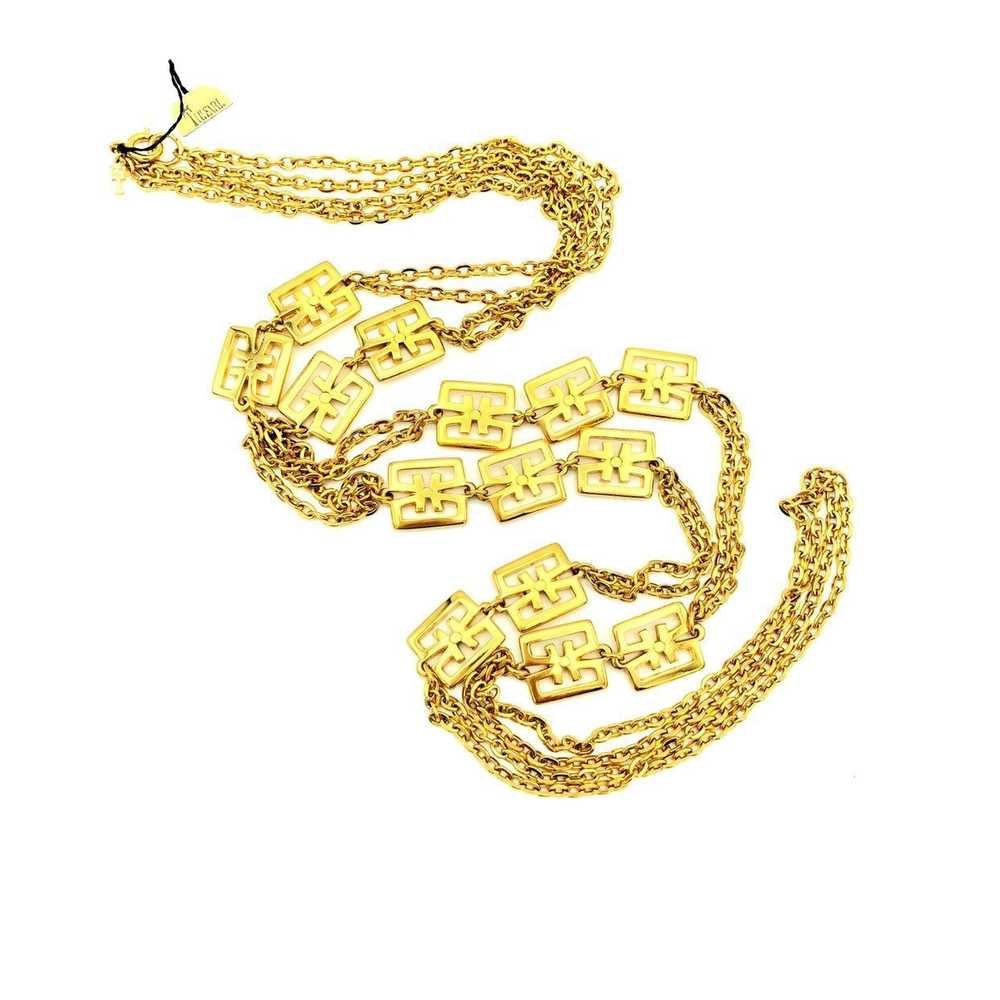 Gold Crown Trifari Vintage Layered Long Chain Nec… - image 1