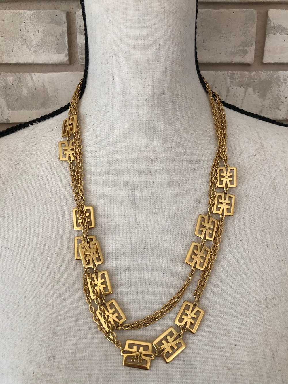 Gold Crown Trifari Vintage Layered Long Chain Nec… - image 3