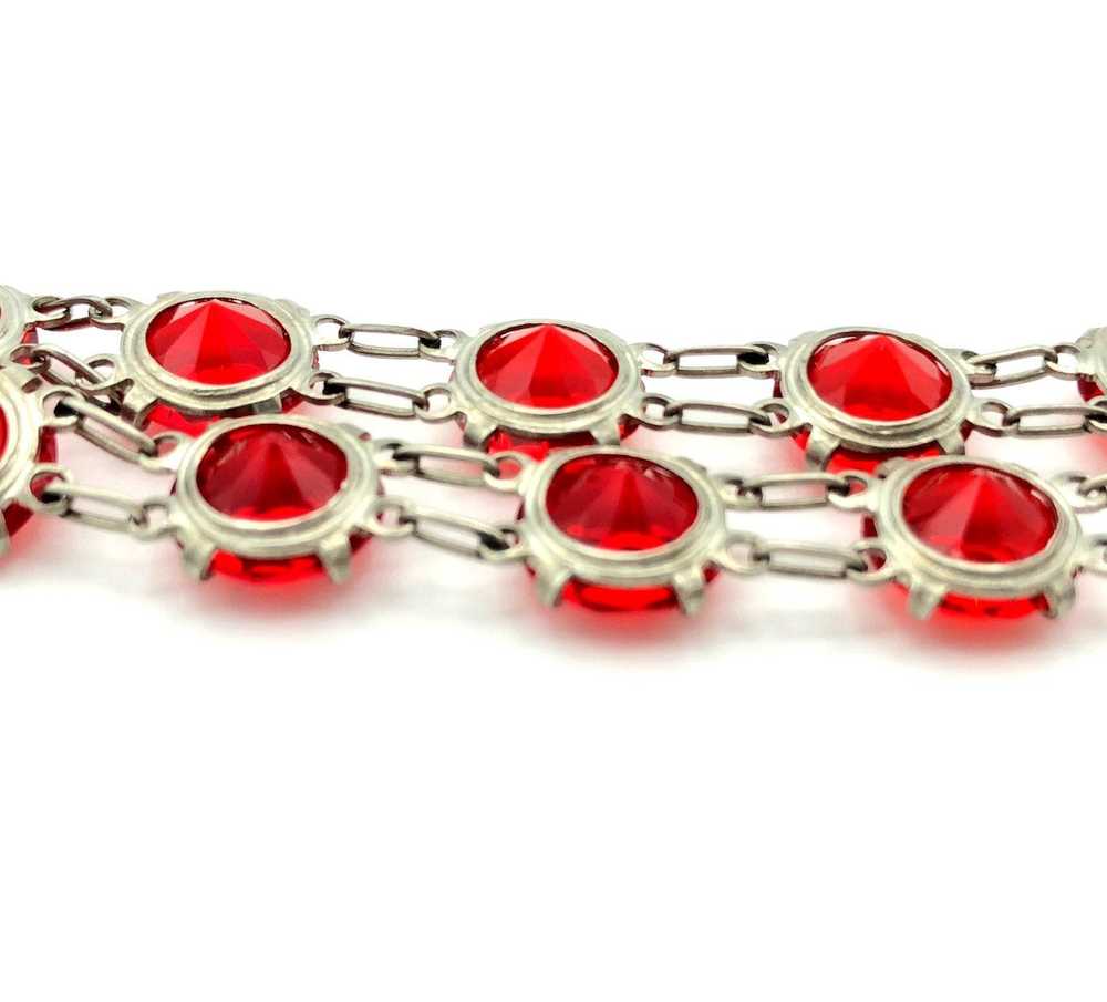 Vintage Art Deco Red Crystals Long Necklace - image 6