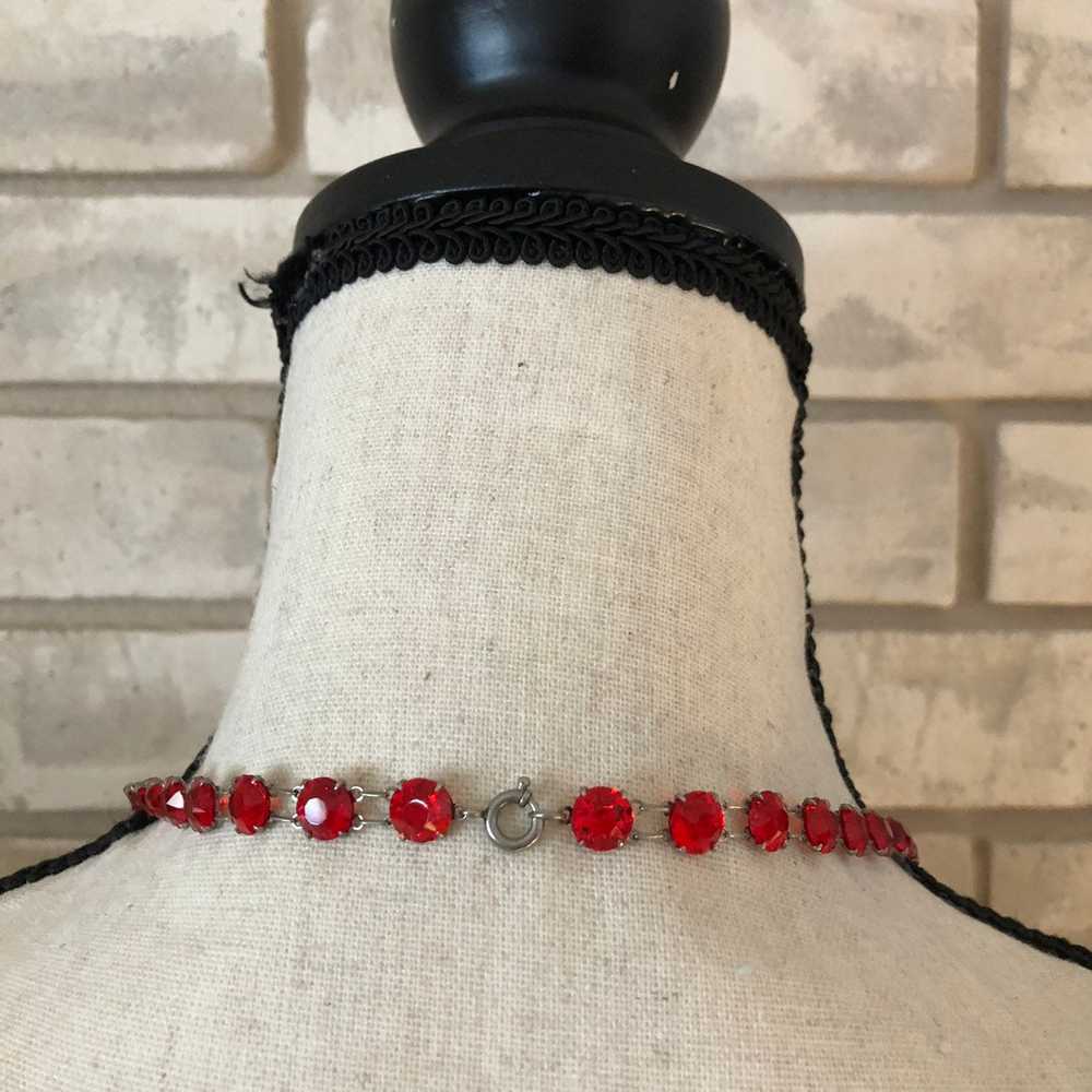 Vintage Art Deco Red Crystals Long Necklace - image 8