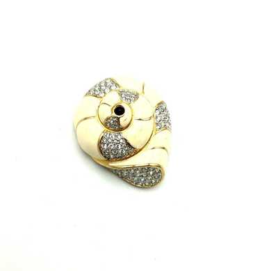 Swarovski Ivory White Enamel Sea Shell Rhinestone… - image 1