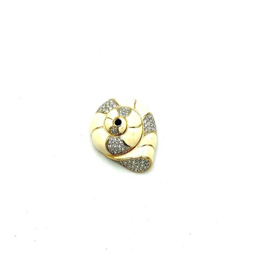 Swarovski Ivory White Enamel Sea Shell Rhinestone… - image 6