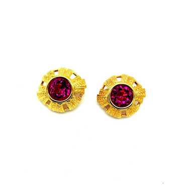 Swarovski Gold Large Pink Crystal Earrings