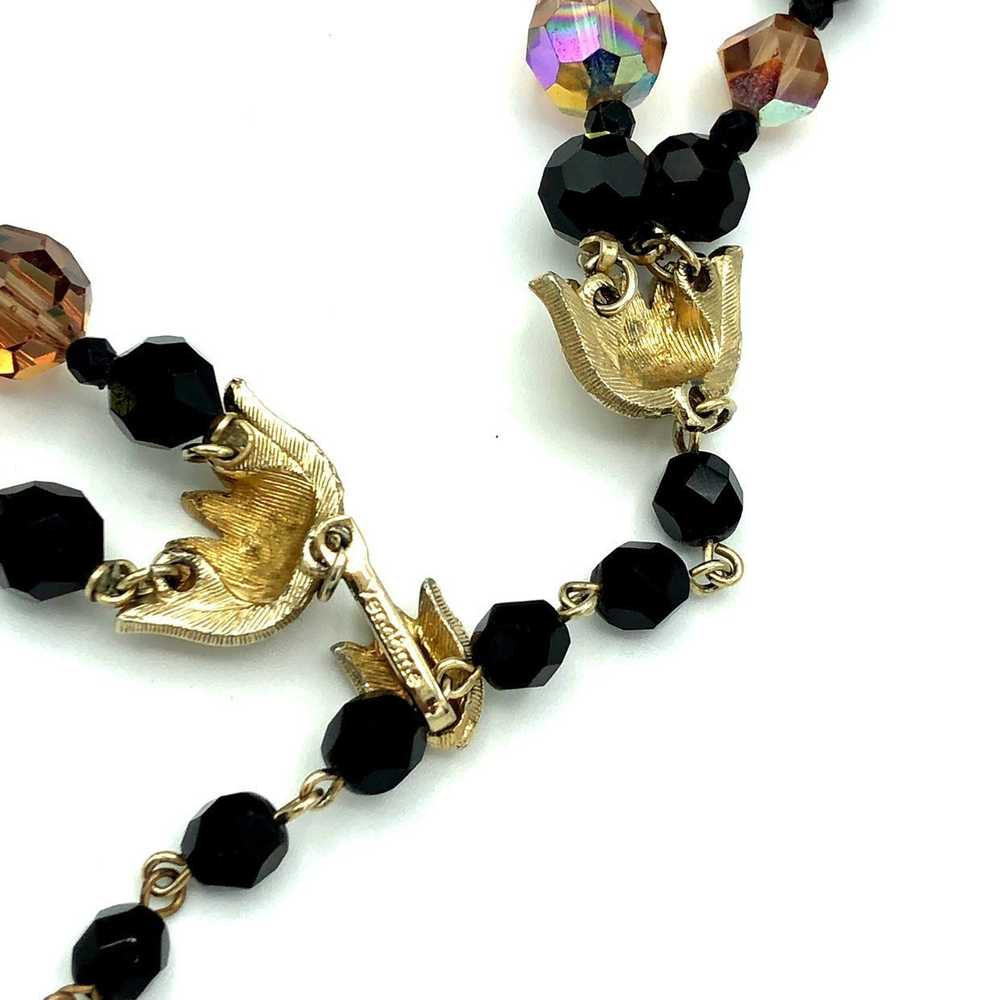 Vintage Vendome Black Crystal Bead Layered Neckla… - image 10