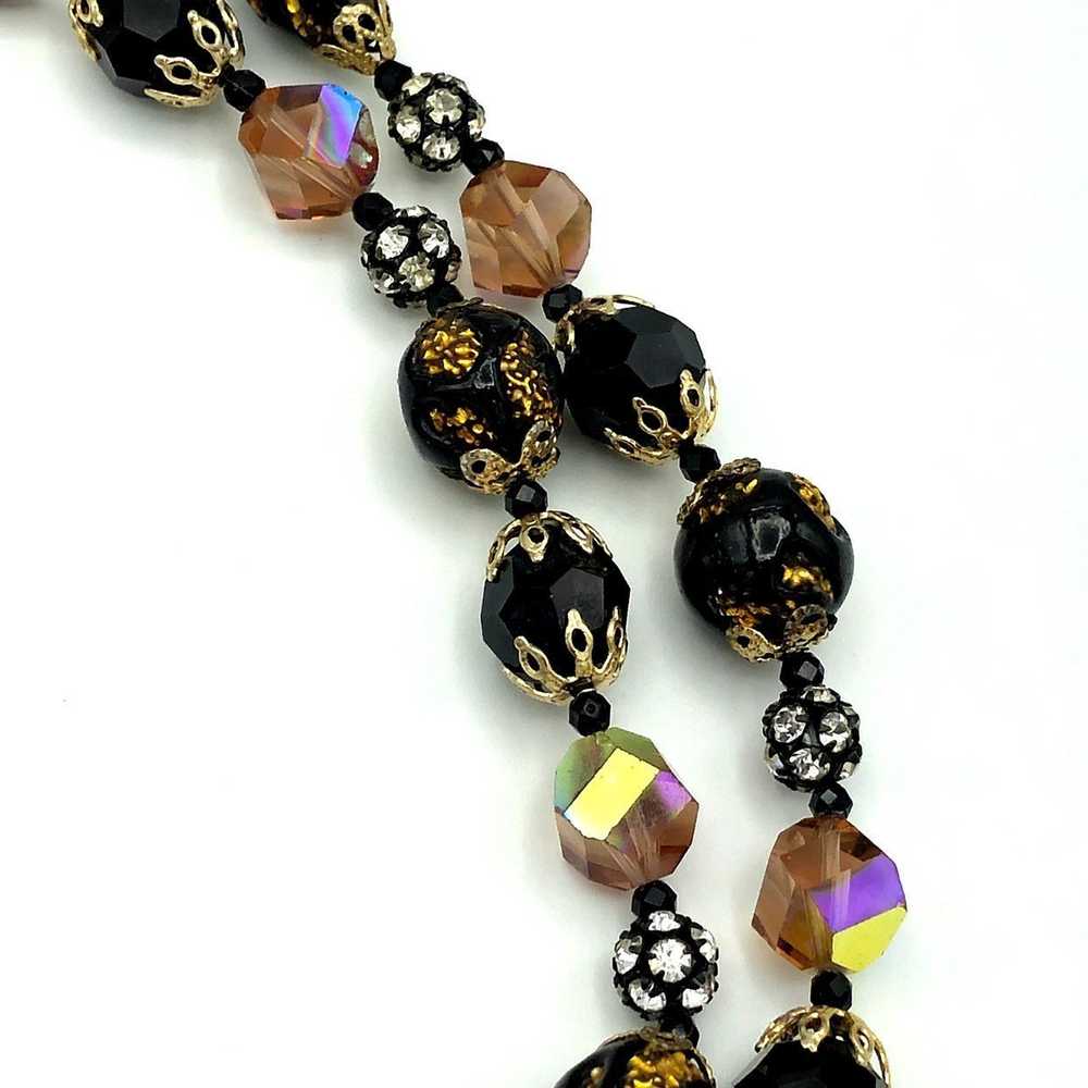 Vintage Vendome Black Crystal Bead Layered Neckla… - image 8