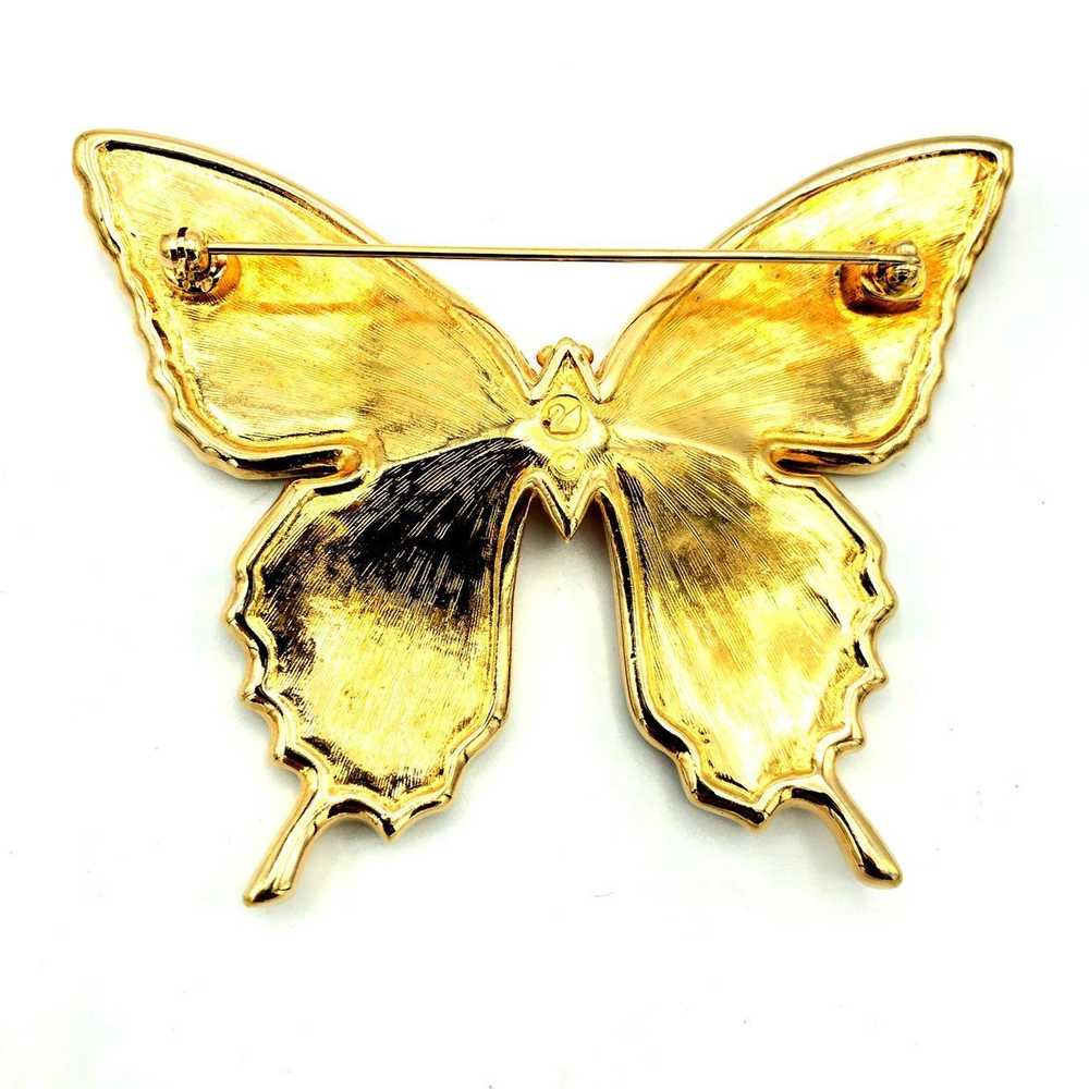 Swarovski Large Enamel Rhinestone Butterfly Brooch - image 5