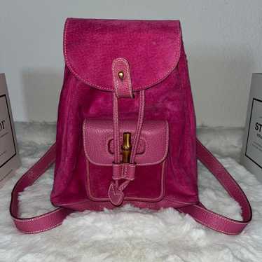 Vintage Gucci Vintage Pink Suede Leather Bamboo T… - image 1
