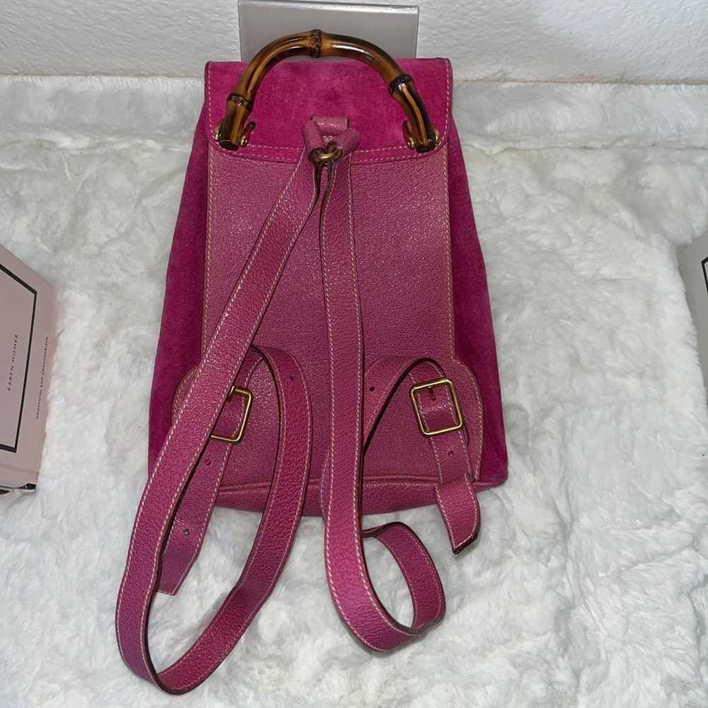 Vintage Gucci Vintage Pink Suede Leather Bamboo T… - image 3
