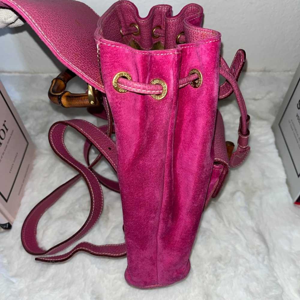 Vintage Gucci Vintage Pink Suede Leather Bamboo T… - image 6