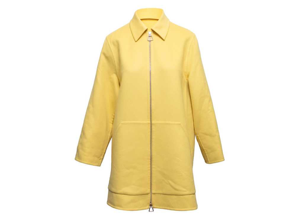 Yellow Akris Mimoa Virgin Wool Zip Coat Size US 4 - image 2