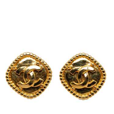 Gold Chanel CC Clip On Earrings