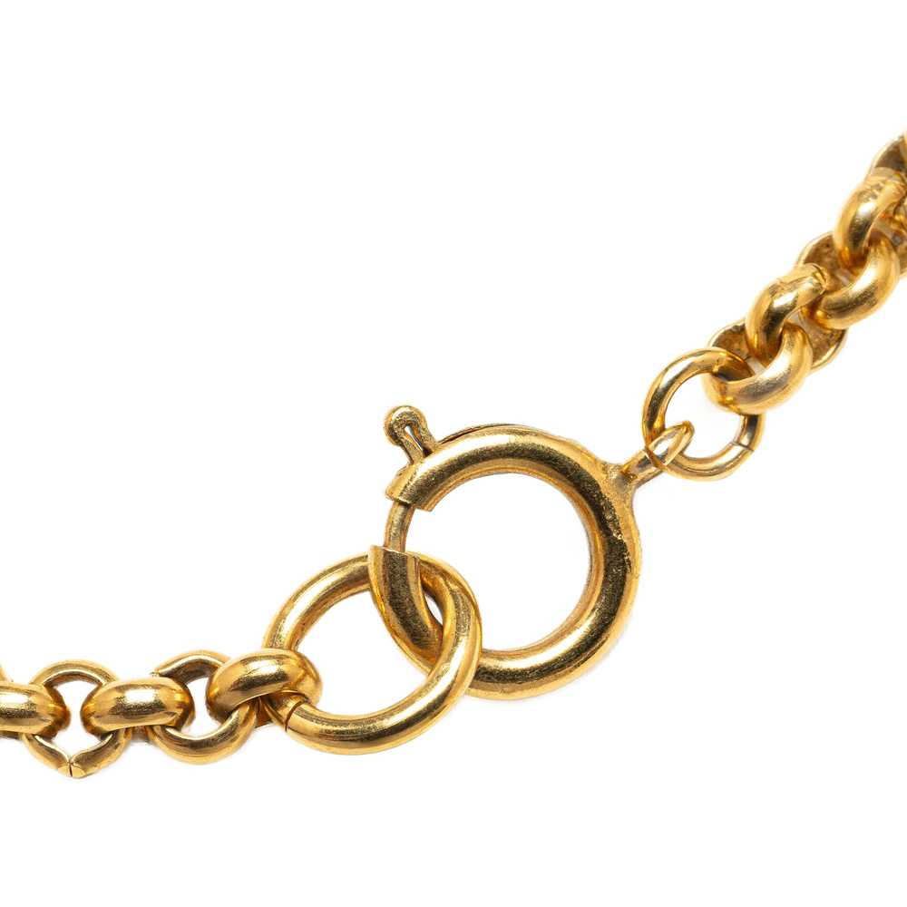Gold Chanel CC Pendant Necklace - image 3