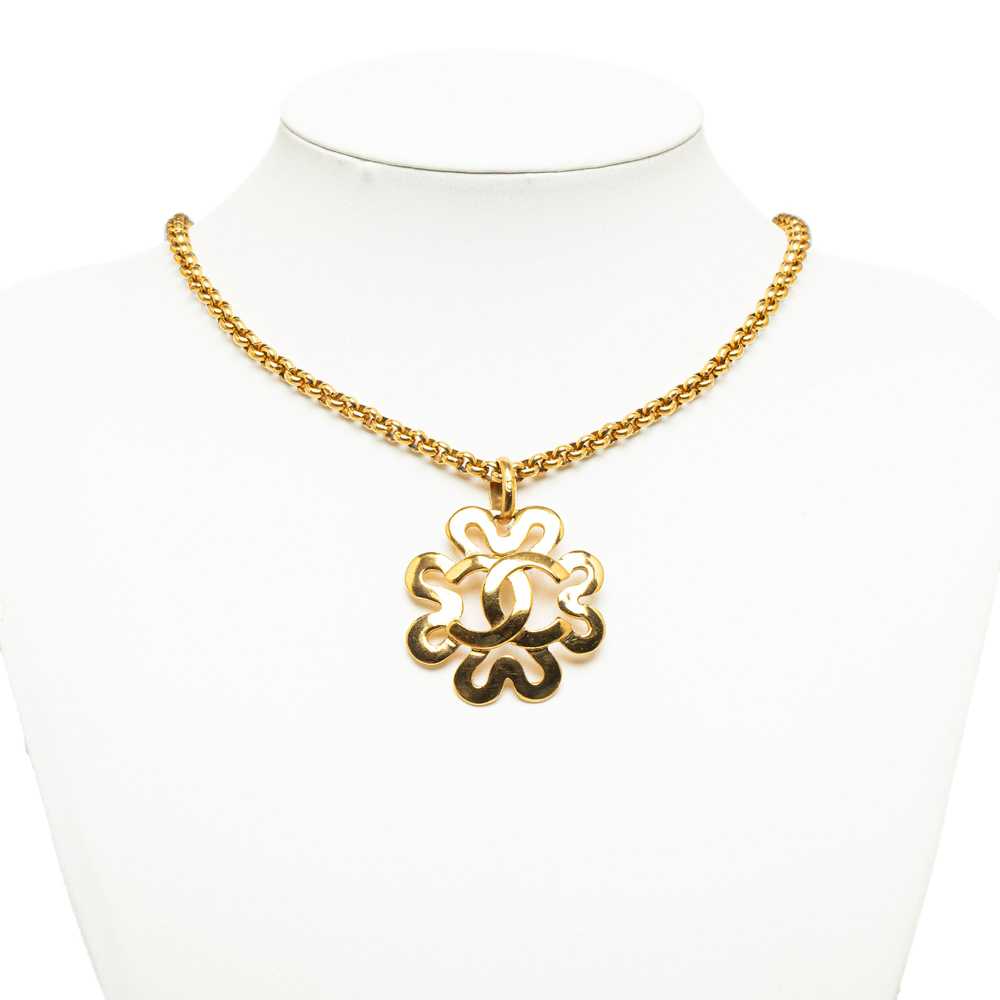 Gold Chanel CC Pendant Necklace - image 4