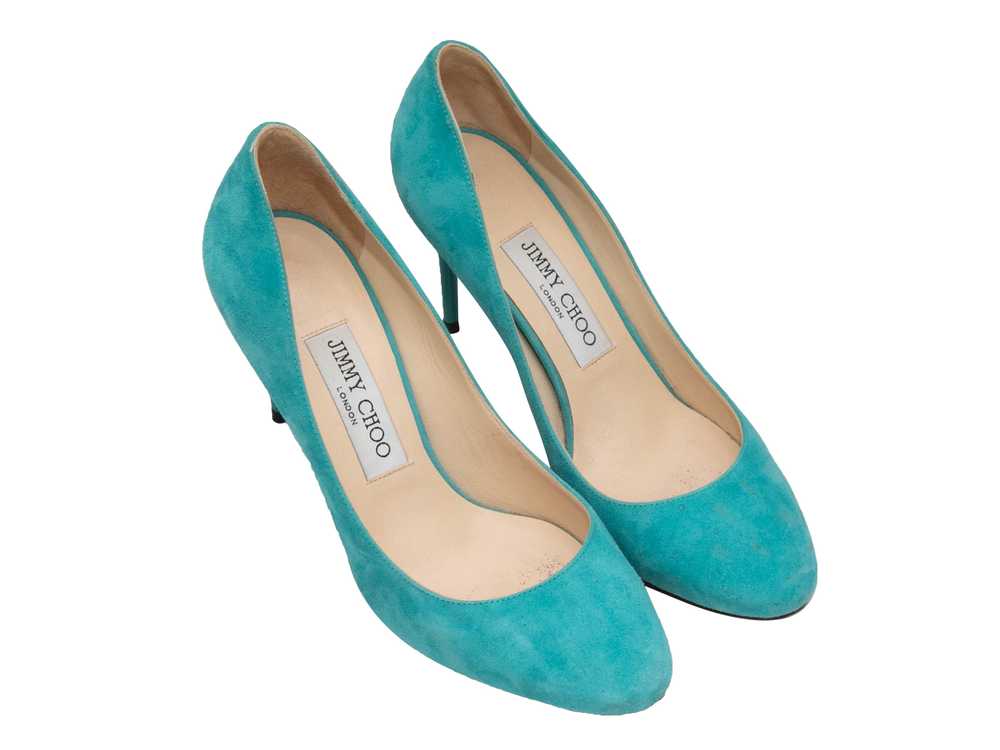 Turquoise Jimmy Choo Esme Suede Pumps Size 6.5 - image 2