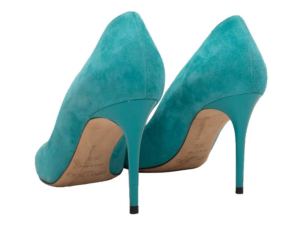 Turquoise Jimmy Choo Esme Suede Pumps Size 6.5 - image 4
