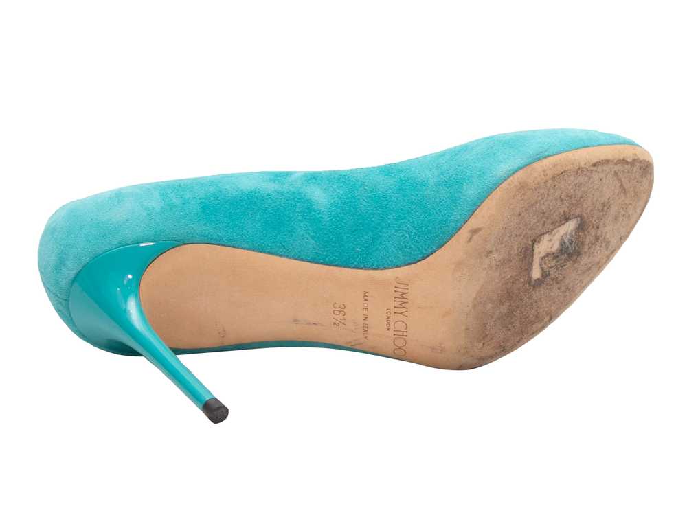 Turquoise Jimmy Choo Esme Suede Pumps Size 6.5 - image 5