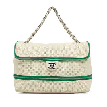White Chanel Perforated Expandable Shoulder Bag - image 1
