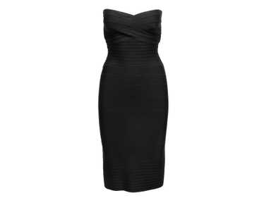 Black Herve Leger Strapless Bandage Dress Size US… - image 1