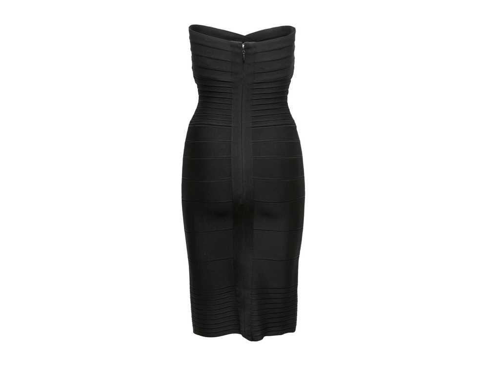 Black Herve Leger Strapless Bandage Dress Size US… - image 3