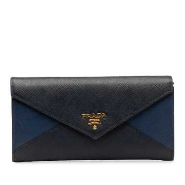 Blue Prada Saffiano Envelope Wallet