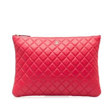 Pink Chanel Quilted O Case Clutch