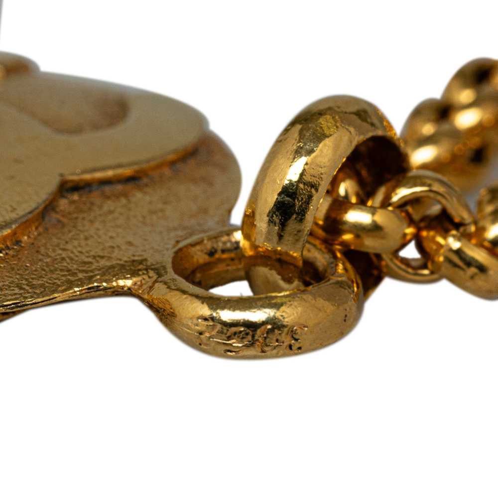 Gold Chanel CC Round Pendant Necklace - image 3
