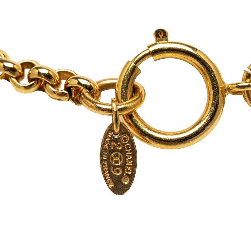 Gold Chanel CC Round Pendant Necklace - image 4
