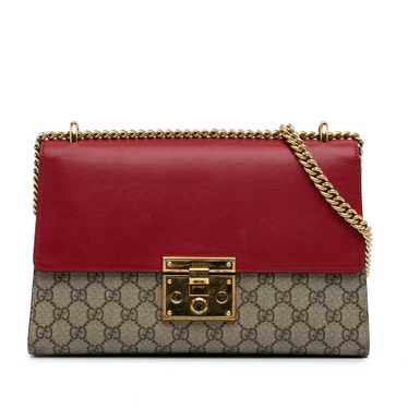 Red Gucci Medium GG Supreme Padlock Shoulder Bag