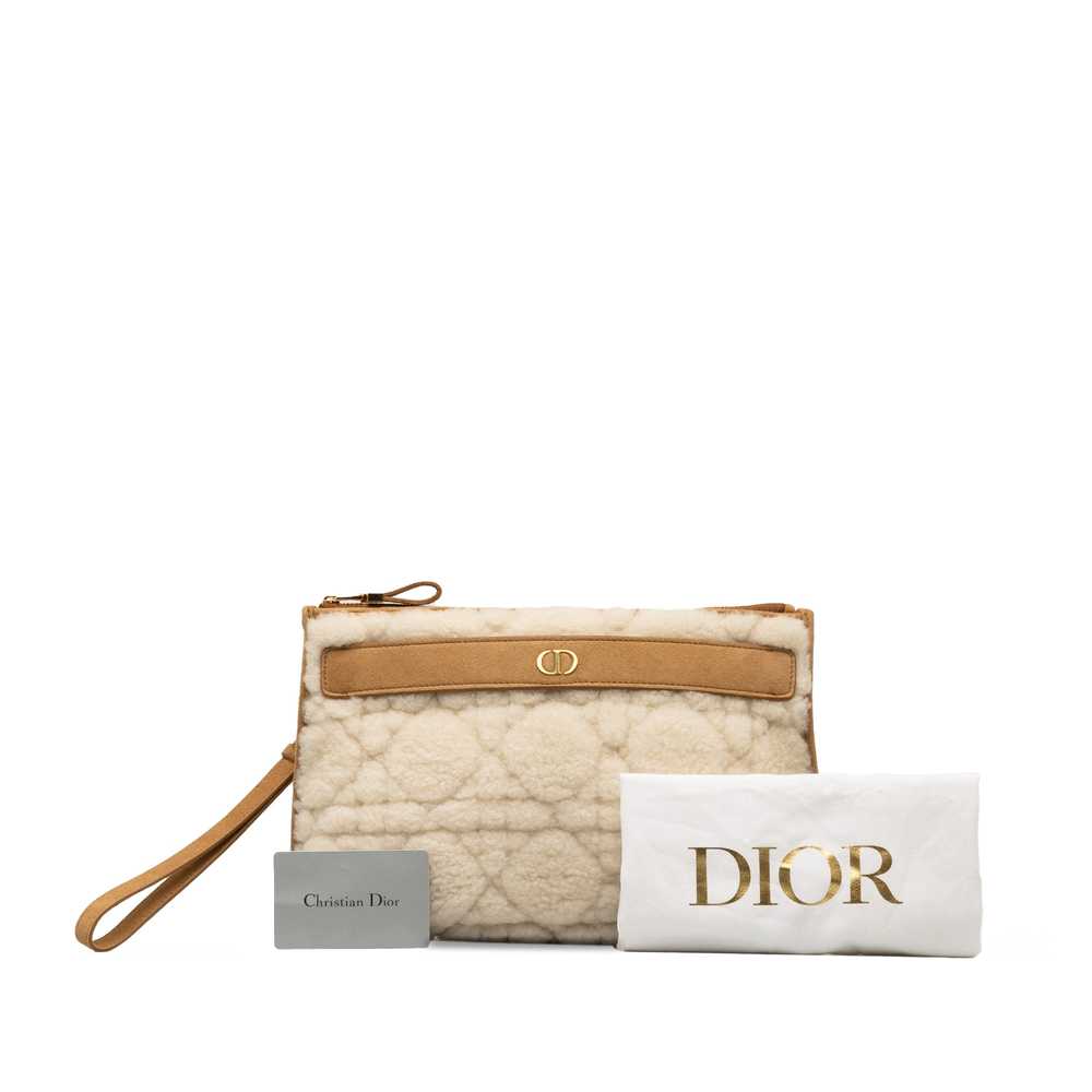 Beige Dior Large Shearling Caro Pouch Clutch Bag - image 10