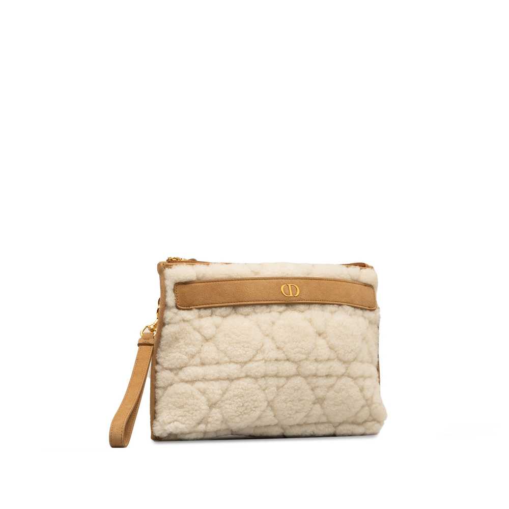 Beige Dior Large Shearling Caro Pouch Clutch Bag - image 2