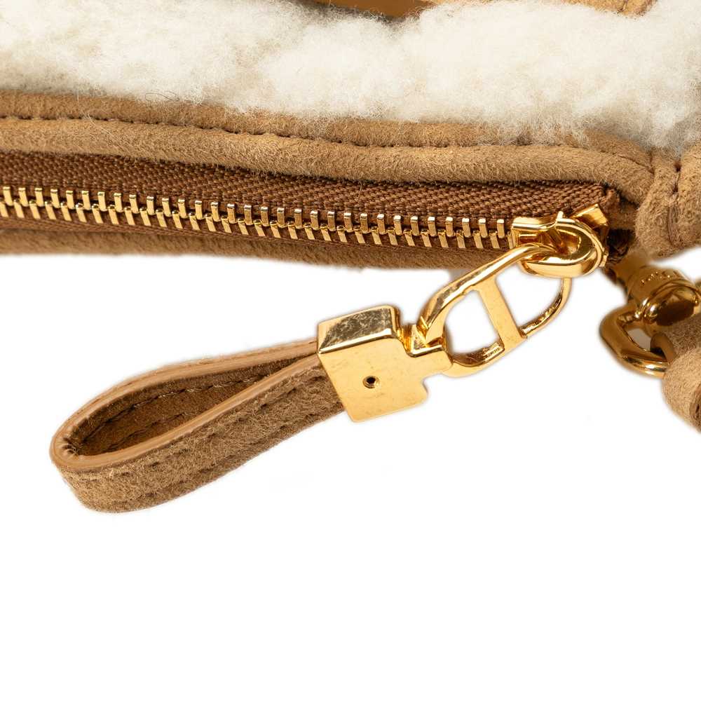 Beige Dior Large Shearling Caro Pouch Clutch Bag - image 8