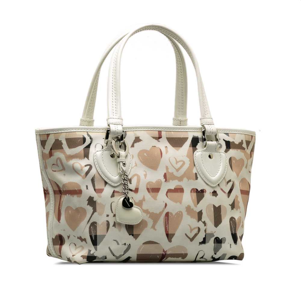 Beige Burberry Hearts House Check Gracie Tote Bag - image 2
