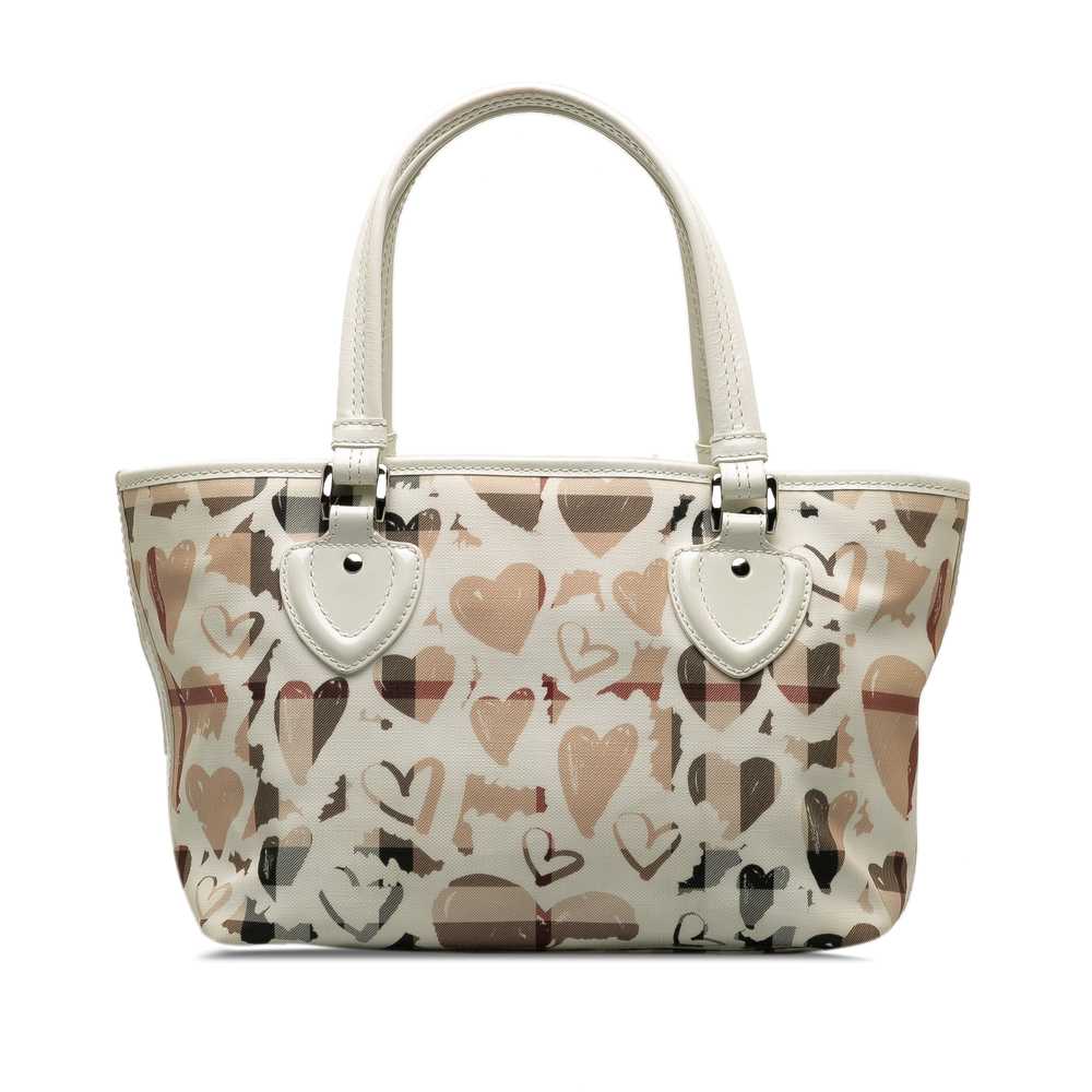 Beige Burberry Hearts House Check Gracie Tote Bag - image 3
