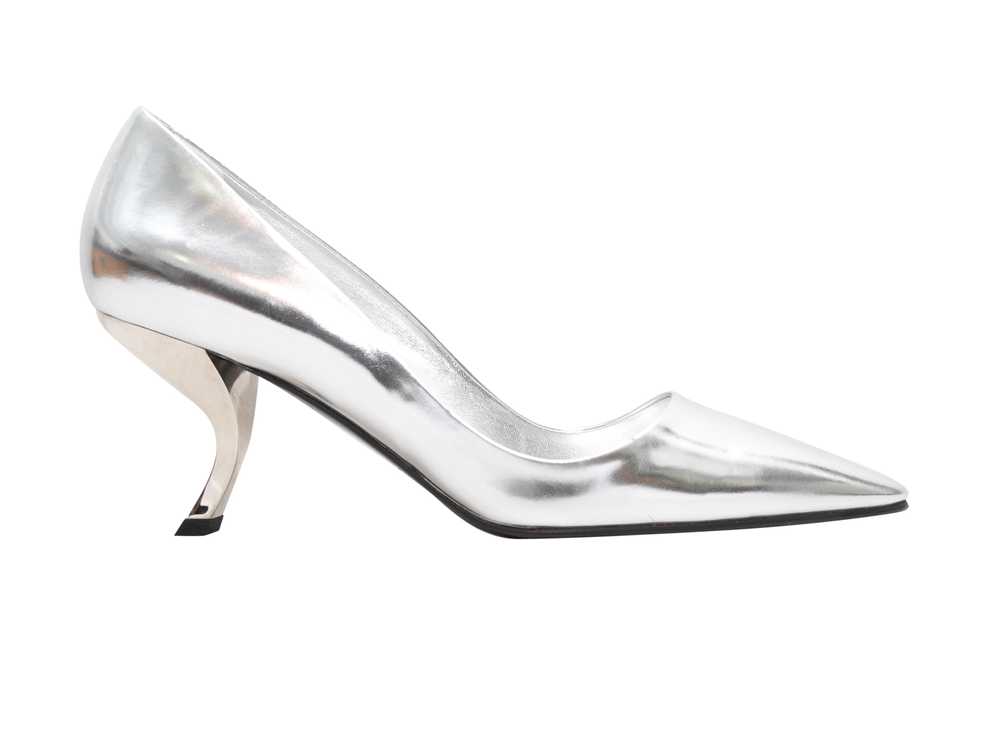 Silver Roger Vivier Patent Pointed-Toe Comma Heel… - image 1