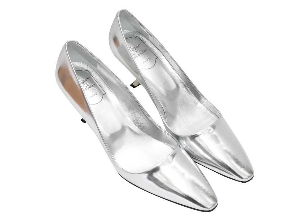 Silver Roger Vivier Patent Pointed-Toe Comma Heel… - image 2