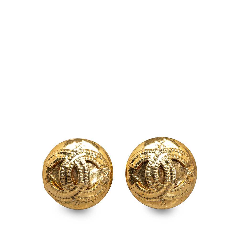 Gold Chanel CC Clip On Earrings - image 1