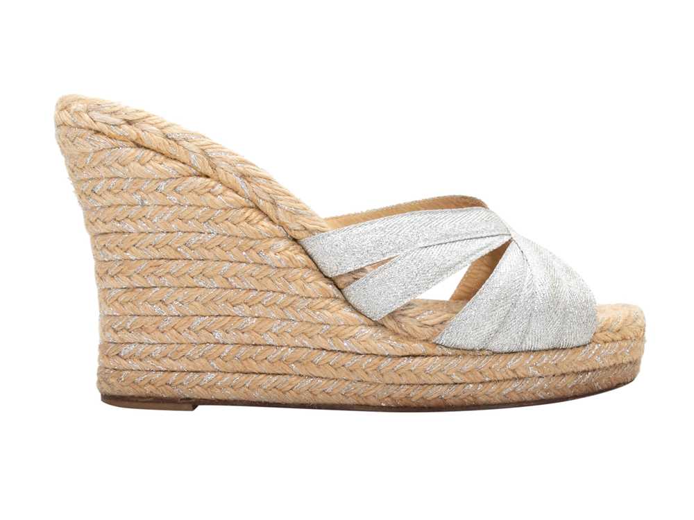 Silver & Beige Christian Louboutin Espadrille Wed… - image 1
