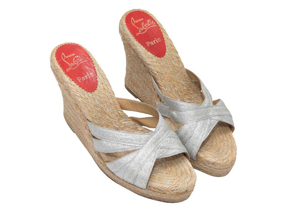 Silver & Beige Christian Louboutin Espadrille Wed… - image 2