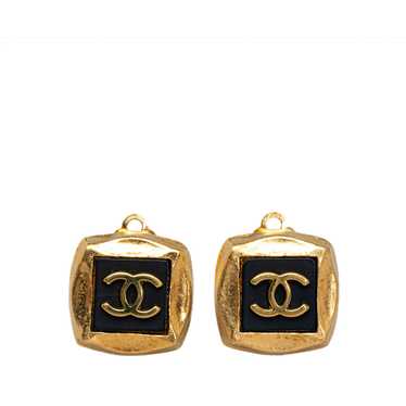 Gold Chanel Square CC Clip On Earrings - image 1